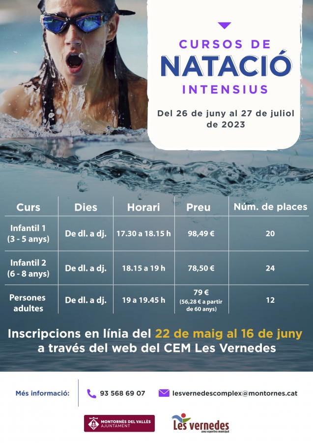 Oferta de cursos de natació - Intensius 2022